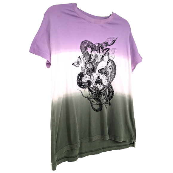 Zadig & Voltaire Tom DD Snake Gradient Ombre Graphic Tee Glam Punk Grunge SML - Picture 5 of 11